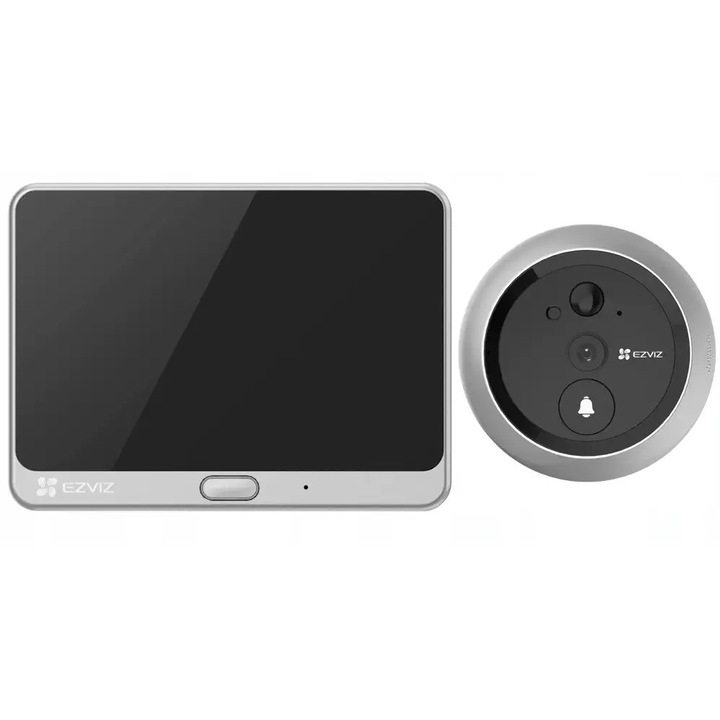 Sonerie wireless Ezviz DP2C, camera, ecran 4,3", argintiu, 115,5x85,5x24,5mm