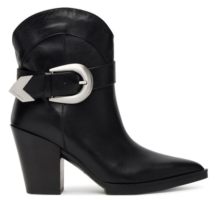 Botine femei, Karl Lagerfeld, piele naturala, negru, 40 EU