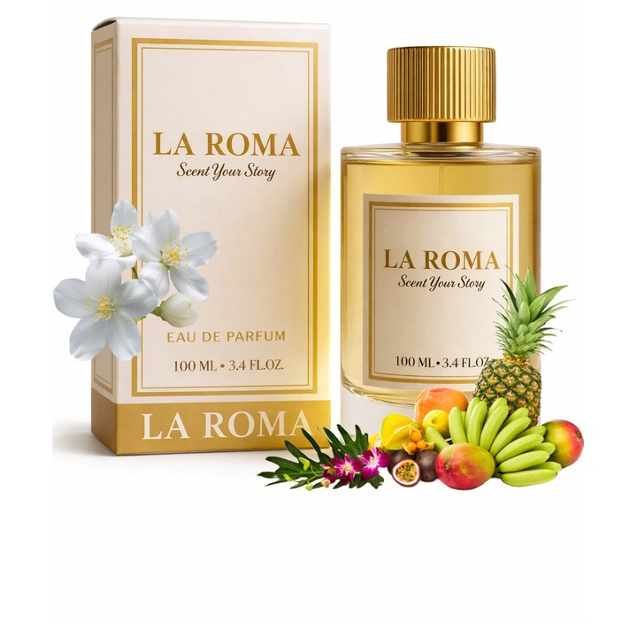 Apa de Parfum pentru femei La Roma W-13 Blowshell, cu fructe exotice, flori delicate si mosc, floral-fructat, creat pentru femeia energica, vesela si carismatica, 100ml