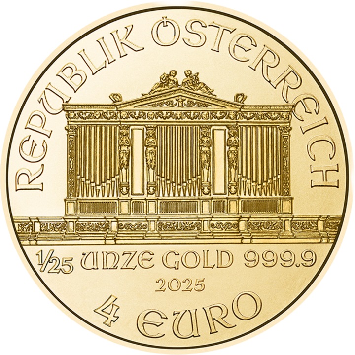 Moneda Aur Filarmonica din Viena, Philharmonic 1/25 Oz Gold 2025 – 4 Euro