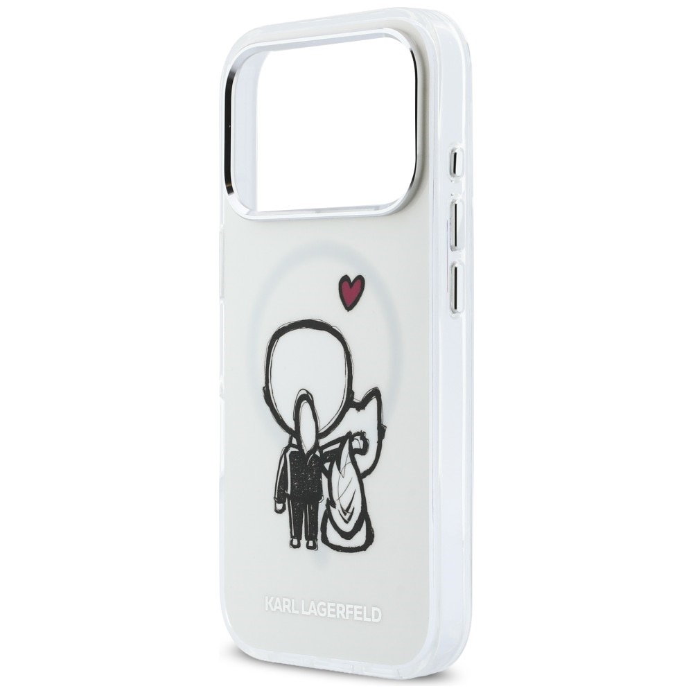 Husa Karl Lagerfeld Karl and Choupette Back cu MagSafe compatibila cu iPhone 17 Pro Max, Transparent