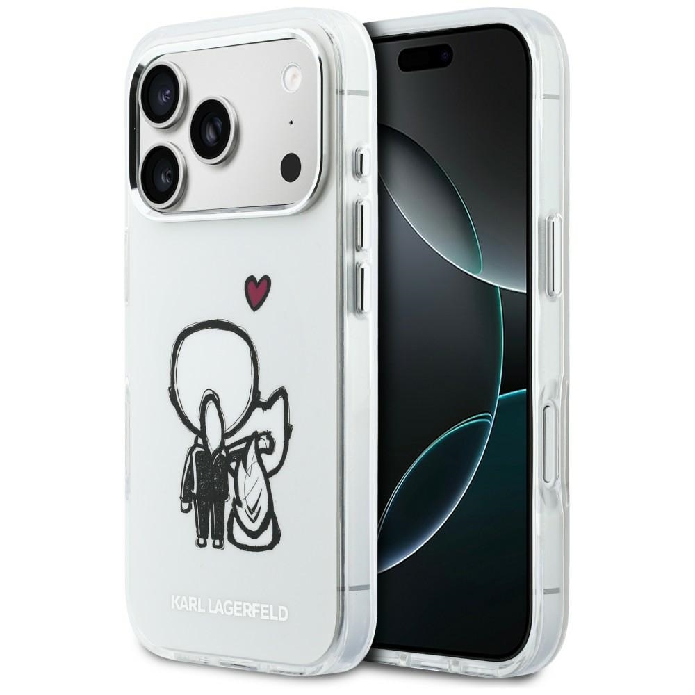 Husa Karl Lagerfeld Karl and Choupette Back cu MagSafe compatibila cu iPhone 17 Pro Max, Transparent
