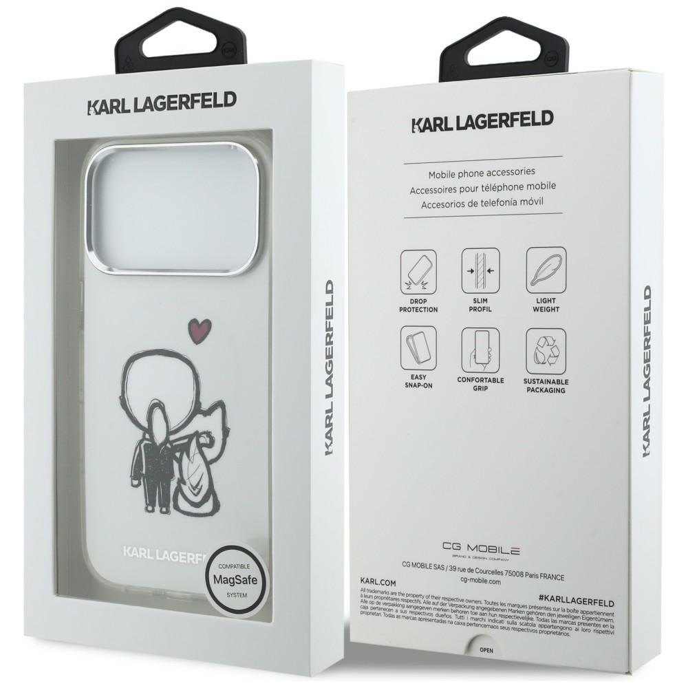 Husa Karl Lagerfeld Karl and Choupette Back cu MagSafe compatibila cu iPhone 17 Pro Max, Transparent