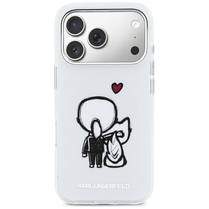 Husa Karl Lagerfeld Karl and Choupette Back cu MagSafe compatibila cu iPhone 17 Pro, Transparent