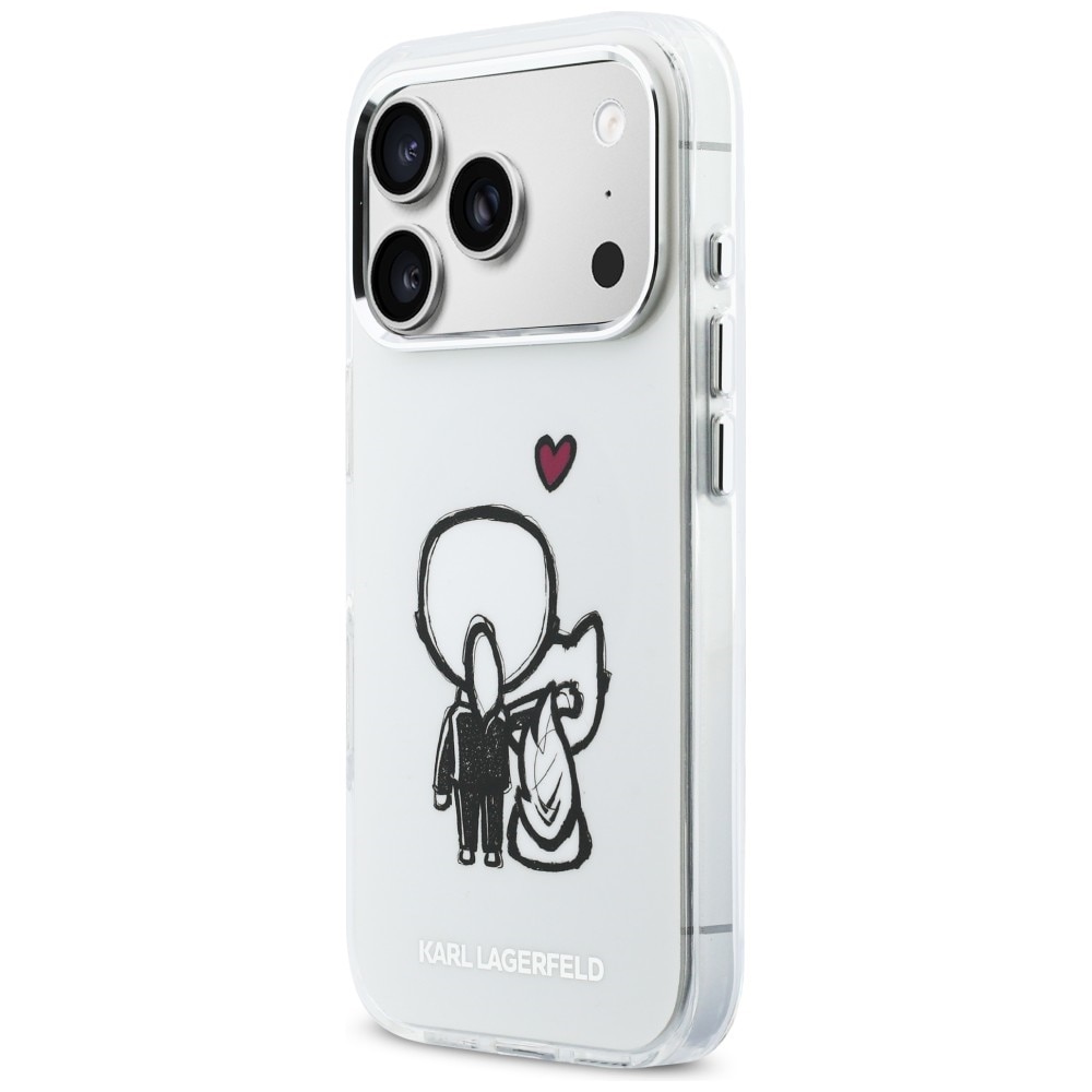 Husa Karl Lagerfeld Karl and Choupette Back cu MagSafe compatibila cu iPhone 17 Pro Max, Transparent
