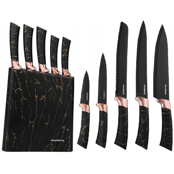 Set de cutite Klausberg 6 piese, inox, ergonomic, 20x20x12,5x9cm