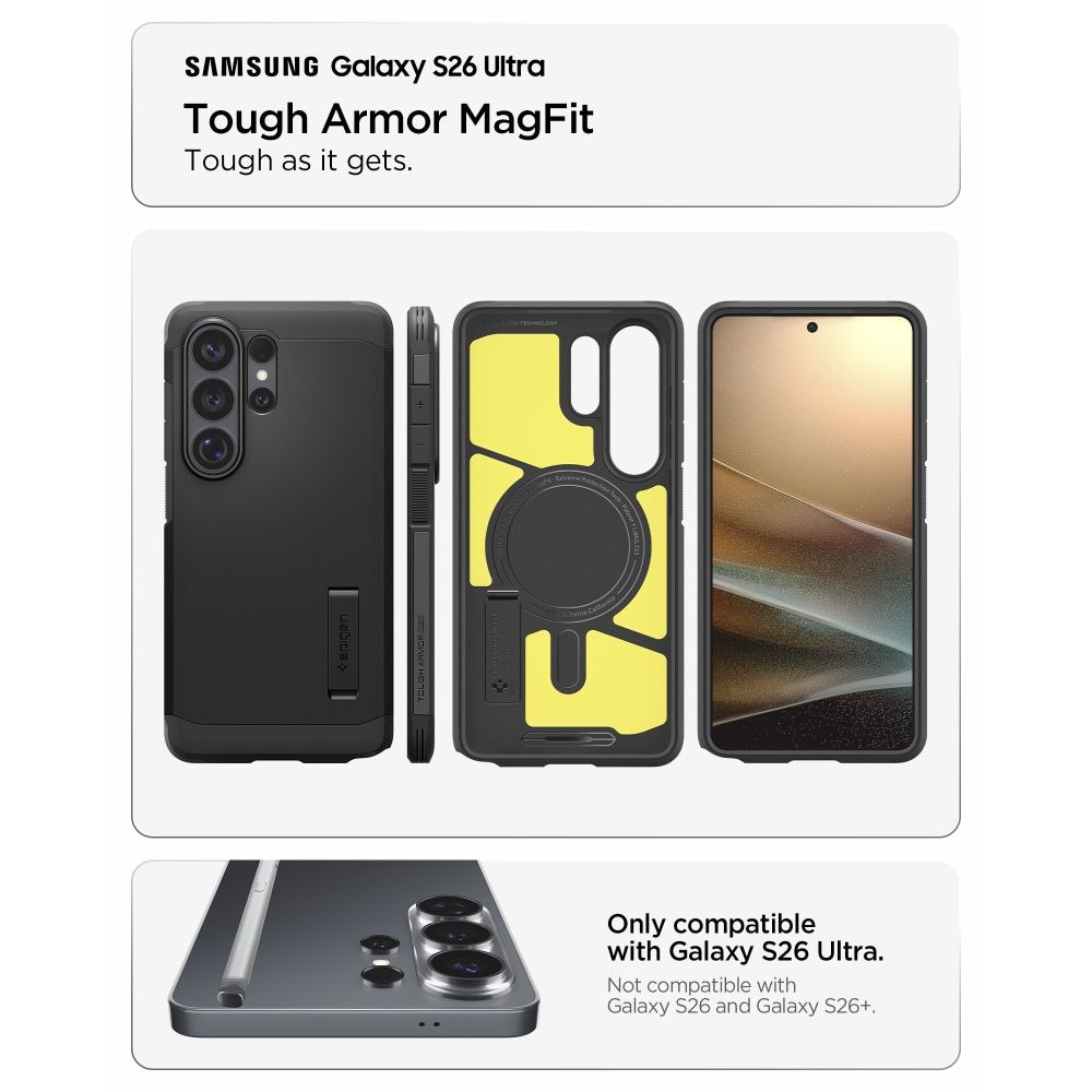 Carcasa Spigen Tough Armor Mag cu MagSafe compatibila cu Samsung Galaxy S26 Ultra, Negru