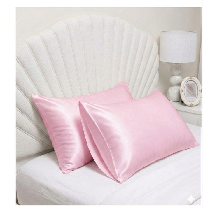 Fată de pernă satin, Moon Fair, 50x70cm, roz pal, protecție păr și ten