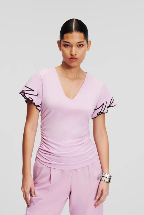 Karl Lagerfeld, Tricou de bumbac, Pentru femei, Roz, Marimea S