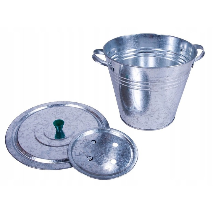 Cazan zincat 25 L, 31.5x38x27cm, cu capac si manere laterale