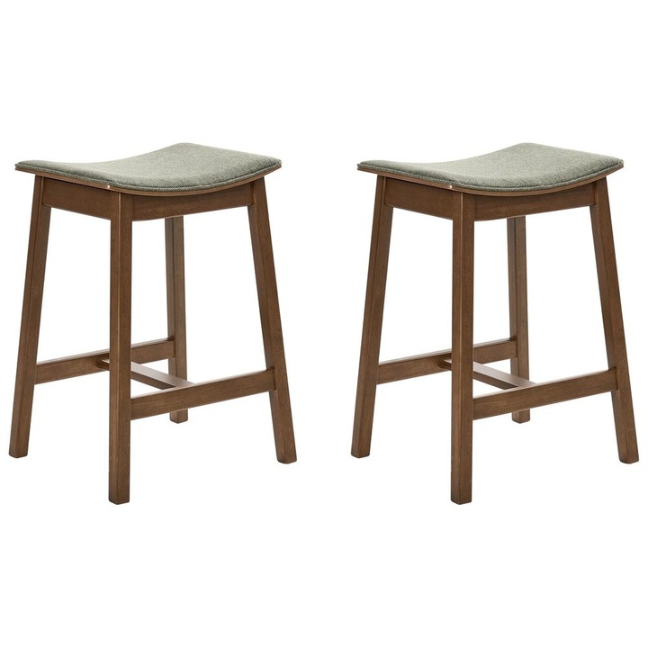 Set de 2 scaune de bar Dixon Lemn Maro inchis/Verde