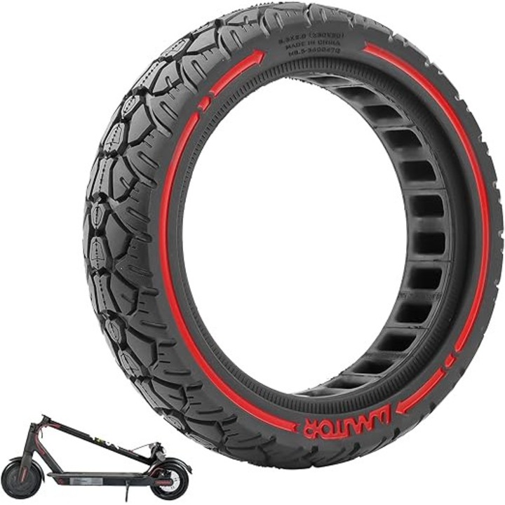 Anvelopa Plina 8.5x2 (230x50) pentru Xiaomi M365 1S Essential Pro Pro 2, Gotrax GXL V2 XR XR Elite, Cauciuc Solid Anti-Pana, Profil Antiderapant, 8.5 Inch