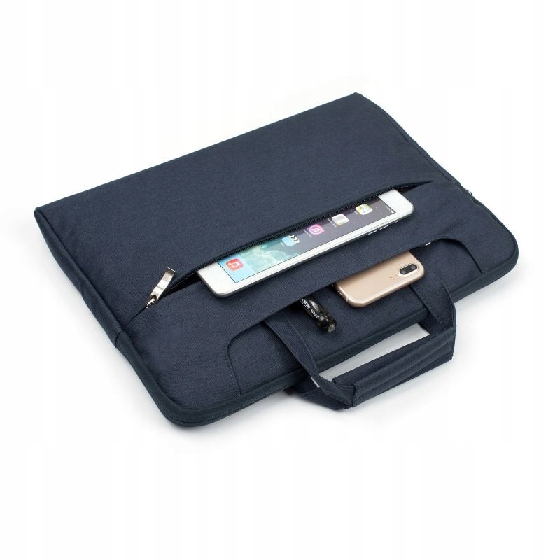 Husa pentru laptop, albastru închis, 39x28.5cm, pentru MacBook Air 15" M2, material denim, cu buzunar frontal