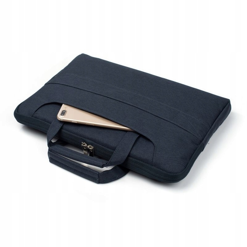 Husa pentru laptop, albastru închis, 39x28.5cm, pentru MacBook Air 15" M2, material denim, cu buzunar frontal