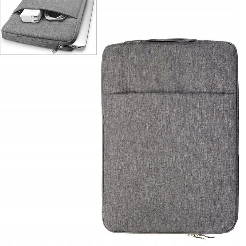 Husa denim protectie premium pentru laptop, gri, 13.6 inch