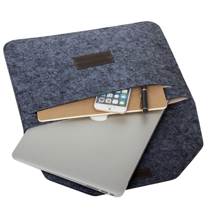 Husa filt pentru laptop WulkanCenPL MacBook Air 11'', gri, 33x22cm