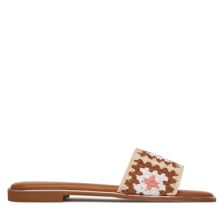 Papuci dama, DeeZee, textil, maro, slip-on, 40 EU