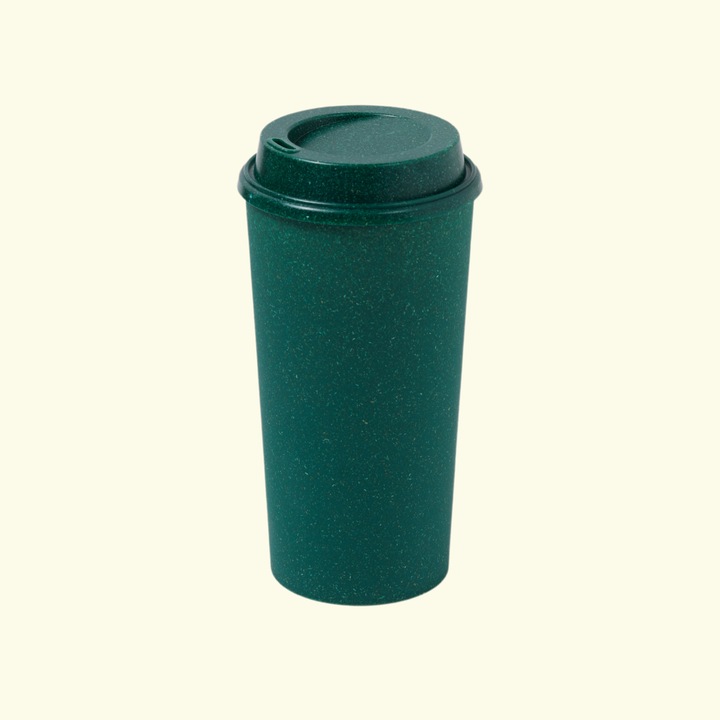 REuse Pahar cu Capac Reutilizabil 360 ml, Fabricat din coaja de cafea, 1 bucata, Emerald Green