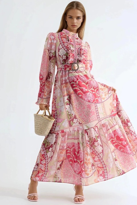 Rochie Maxi, MSN Collection, Floral, Multicolor, Poliester/Lycra