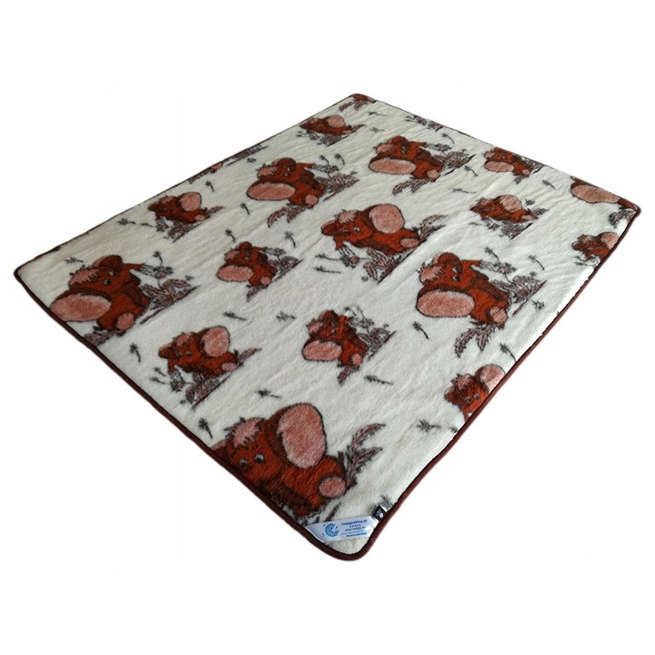 Patura Lana Merinos Australian 200x200cm, Model Elefanti, Calitate Woolmark