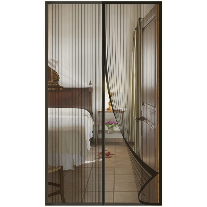 Plasa magnetica anti-insecte pentru usa DIKER, 85 x 200 cm, pentru balcon sau terasa, culoare negru
