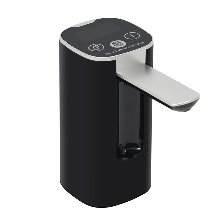 Dozator de apa, portabil, incarcare USB, negru, design compact