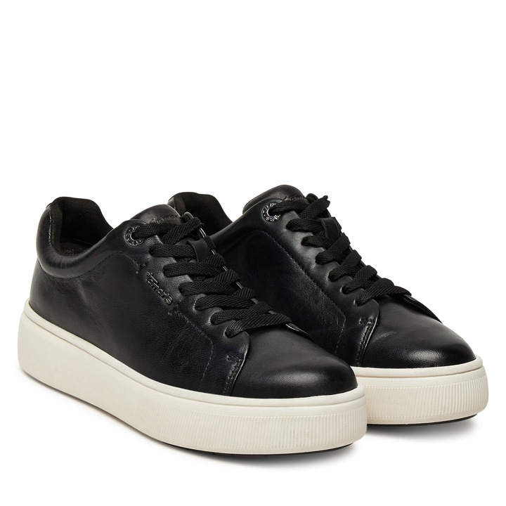 Női tornacipő, Tamaris, természetes bőr, fekete, 40 EU