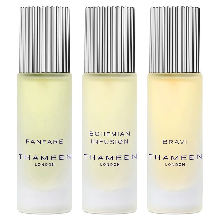 Set Thameen London: Fanfare, Apa de Colnie, Unisex, 10 ml + Bohemian Infusion, Apa de Colnie, Unisex, 10 ml + Bravi, Extrait de Parfum, Unisex, 10 ml
