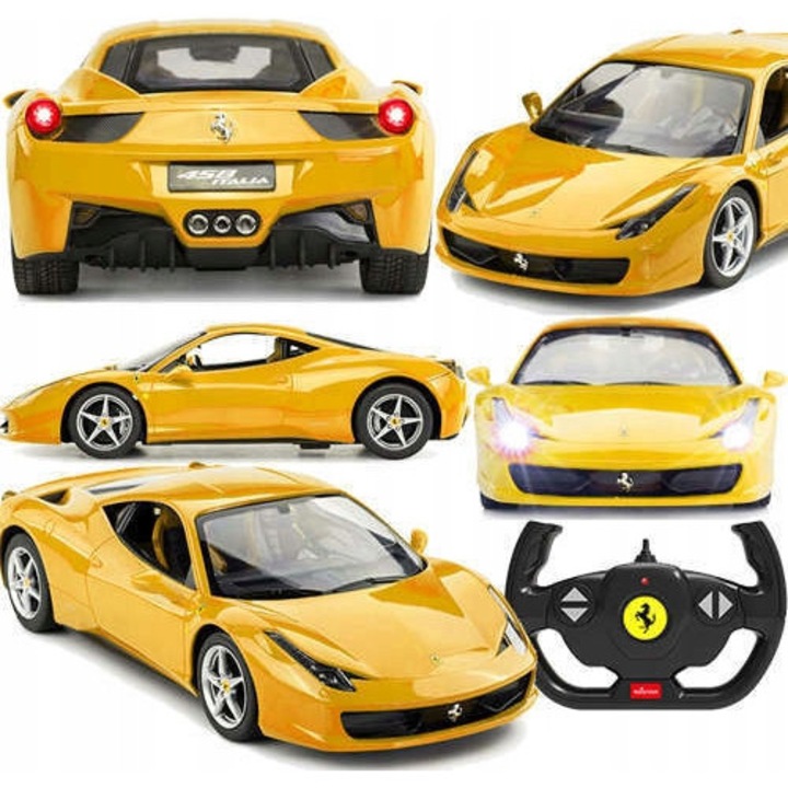 Masinuta RC Ferrari 458 Italia, 1:14, 32.4x16.5x9cm, 4 functii, alimentare cu baterii