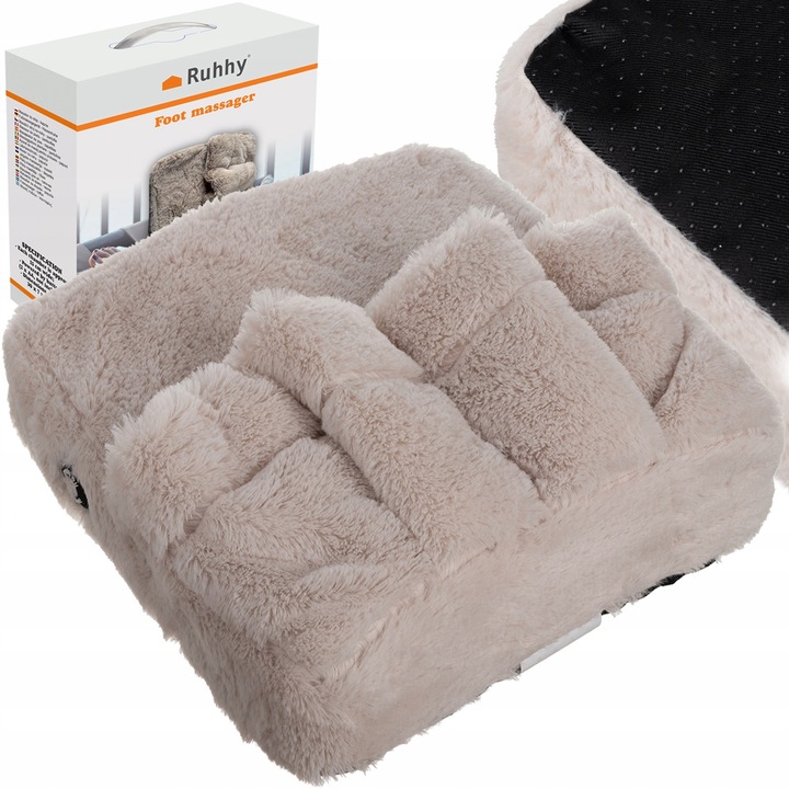 Масажор за крака, модел RUHHY, 2 режима на вибрация, бежов, 30x29x6см, комплект с чехли