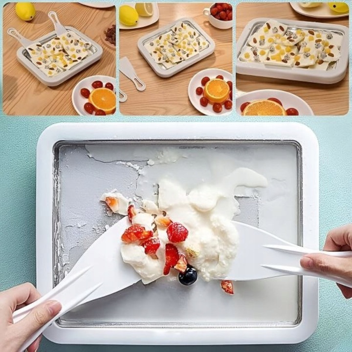 Машина за сладолед, ICEROLLI, 26x21x3,2см, бяла, комплект с 2 шпатули