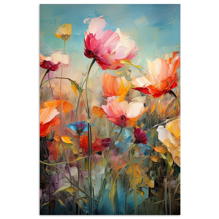 Poster decorativ, OnlyWow, artă modernă, portocaliu, 20x30 cm