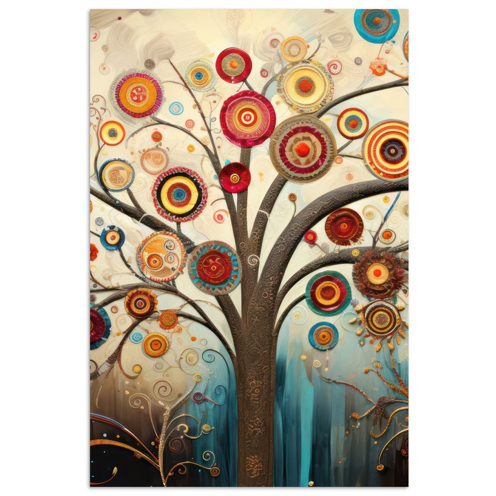 Poster decorativ, OnlyWow, arta modernă, maro, 20x30 cm