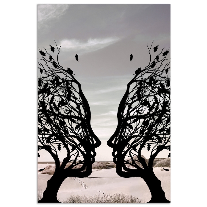 Poster decorativ, OnlyWow, artă modernă, gri deschis, 20x30 cm