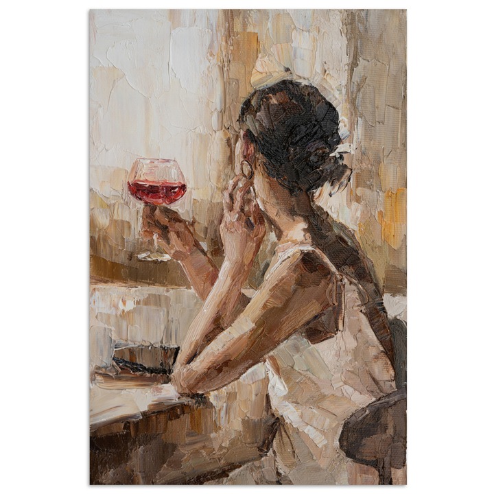 Poster decorativ, OnlyWow, artă modernă, maro deschis, 20x30 cm