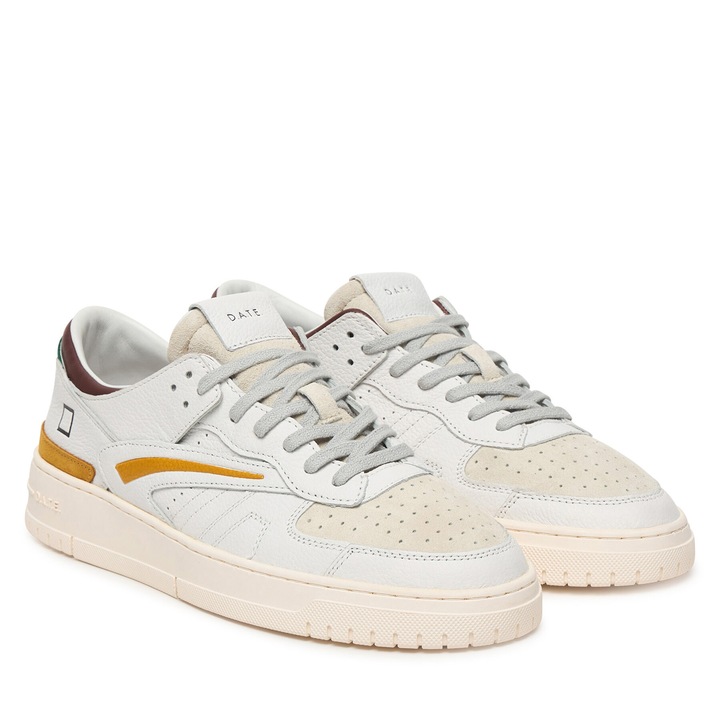 Férfi tornacipő, D.A.T.E, természetes bőr, fehér/narancssárga