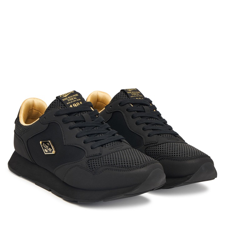 Férfi tornacipő, Replay, textil anyag, fekete, hétköznapi