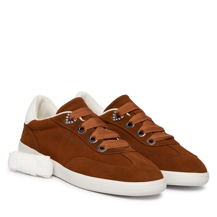 Női tornacipő, Love Moschino, természetes bőr, barna, szintetikus anyag