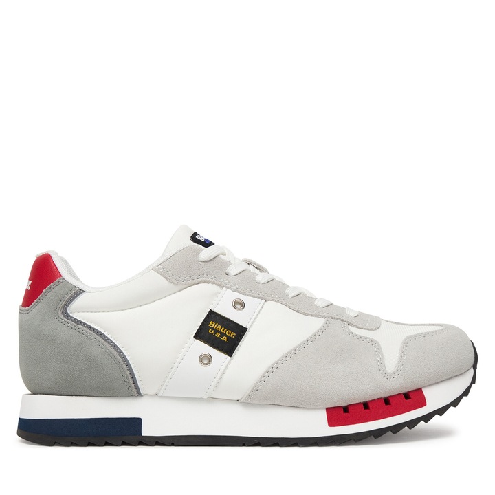 Férfi tornacipő, Blauer, természetes bőr, fehér, szintetikus anyag