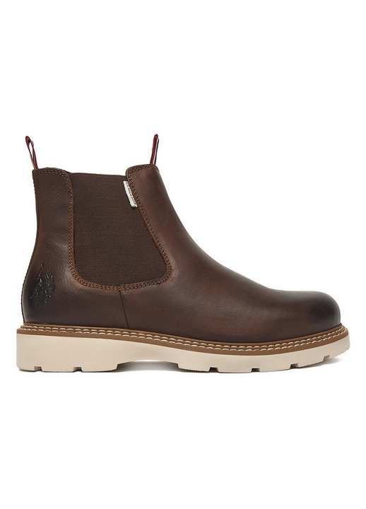 Ghete de barbati, U.S. Polo Assn., din piele naturala, culoare maro