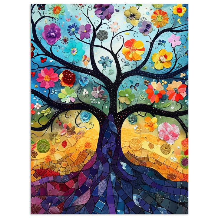 Декоративен постер OnlyWow, модерно изкуство, тъмносин, 60x80 см