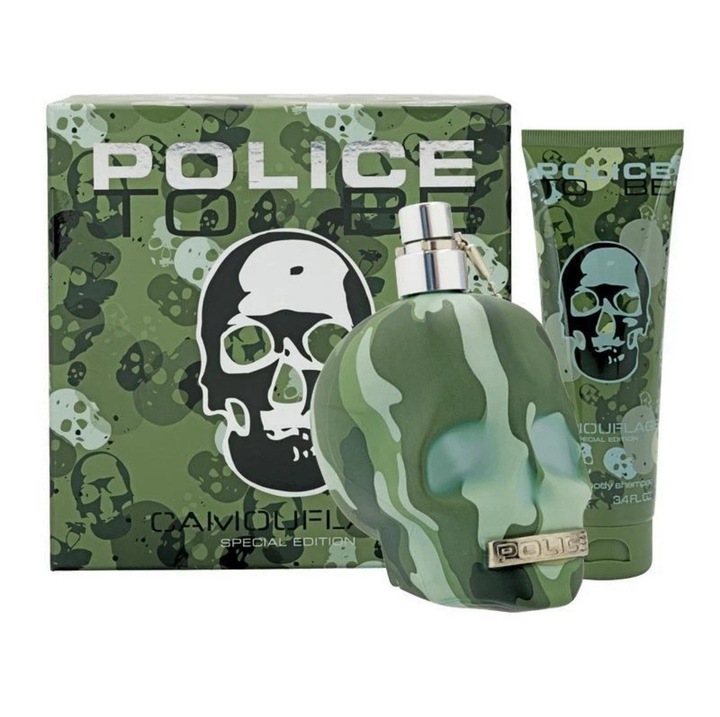 Set Police: To Be Camouflage, Apa de Toileta, Pentru Barbati, 75 ml + To Be Camouflage, Lotiune Hidratanta pentru Corp, 100 ml