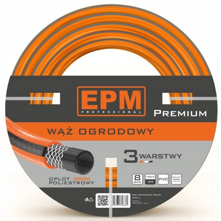 Kerti tömlő 3/4'', 25m, 3 rétegű, PVC, UV-álló