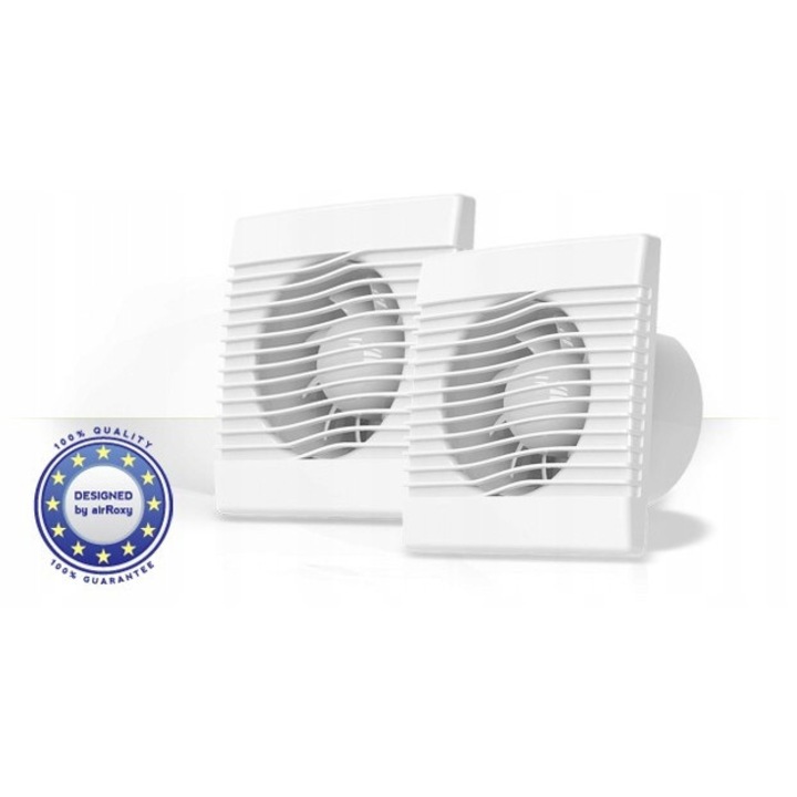 Ventilator de baie airRoxy, model 01-002PS, 100mm, alb, 15W, 2400 r/min, set cu cablu