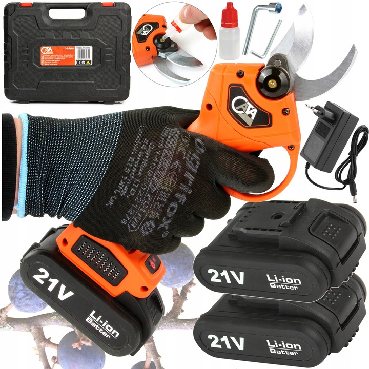 Foarfeca electrica cu acumulator MAR-POL, 21V, 2 Ah, 15-25mm, set cu 2 acumulatori