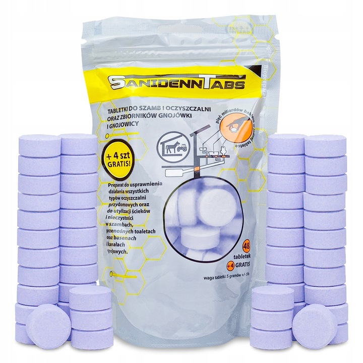 Tablete biologice Sanidenn pentru santuri si statii de epurare, 52 tablete, 5 miliarde bacterii/tableta, eficienta ridicata