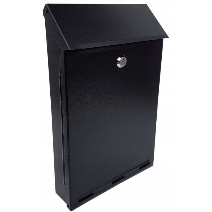 Cutie postala A4, neagra mat, 42x22,5x6cm, din tabla de otel zincata