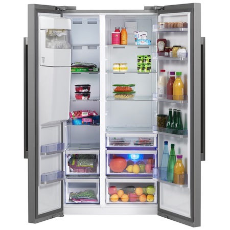 Side by side Beko GN162320X, 529 L, Clasa A+, H 182, NeoFrost™ dual cooling, Dispenser apa, Inox antiamprenta