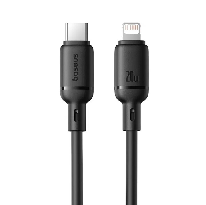 Cablu de date Baseus Silky Series P10377700113-01, USB Type-C la Lightning, 20 W, 2m Negru