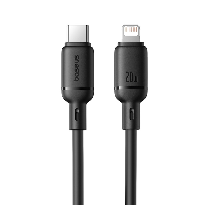 Cablu de date Baseus Silky Series P10377700113-00, USB Type-C la Lightning 20 W, 1m Negru
